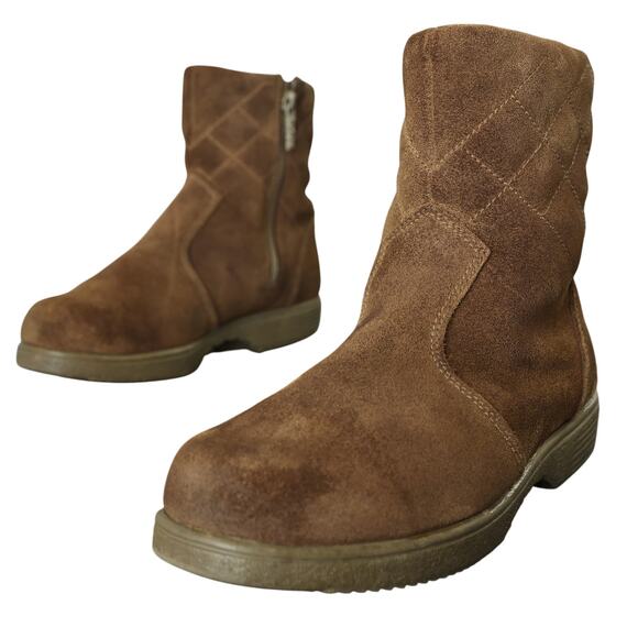 Women's Quilted Brown Suede Totes Zip Up Boots - Sz 8 - Picture 11 of 11